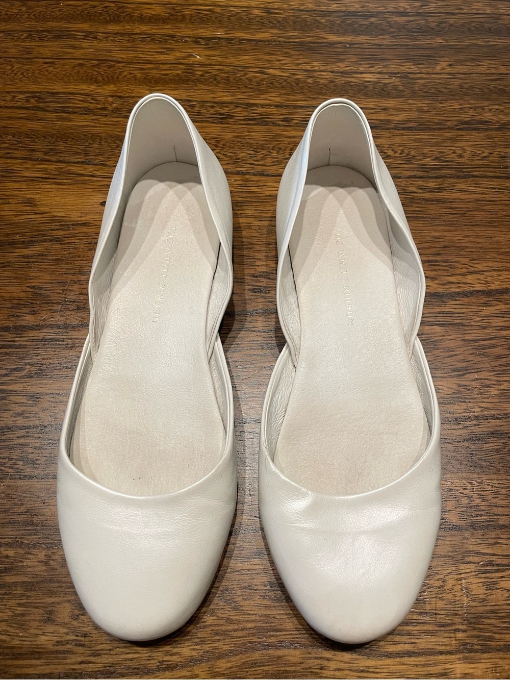 The White Ribbon Pearl Ivory Bridal Shoes Low Heel/Flats - Thea